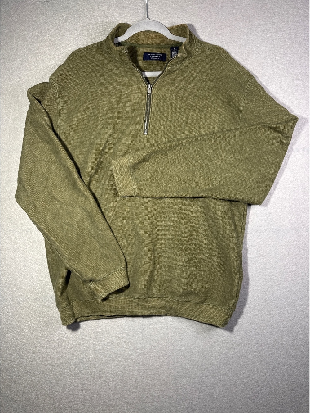 Roundtree & Yorke Outdoors Men's Full Zip Sweater Large Olive Green